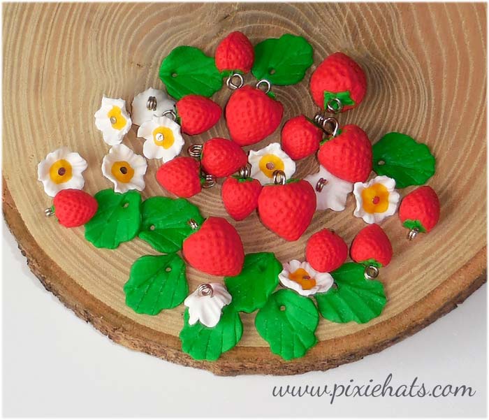 Strawberry beads and flower blossom charms